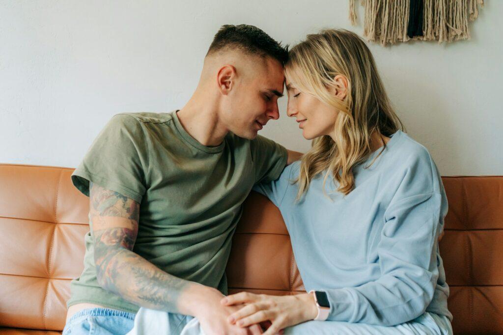 Boyfriend and girlfriend enjoy hugging relationship.